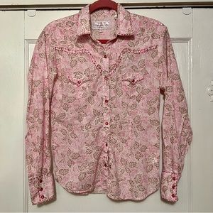 Panhandle Slim vintage western shirt w pink pearl-snap buttons and rhinestones